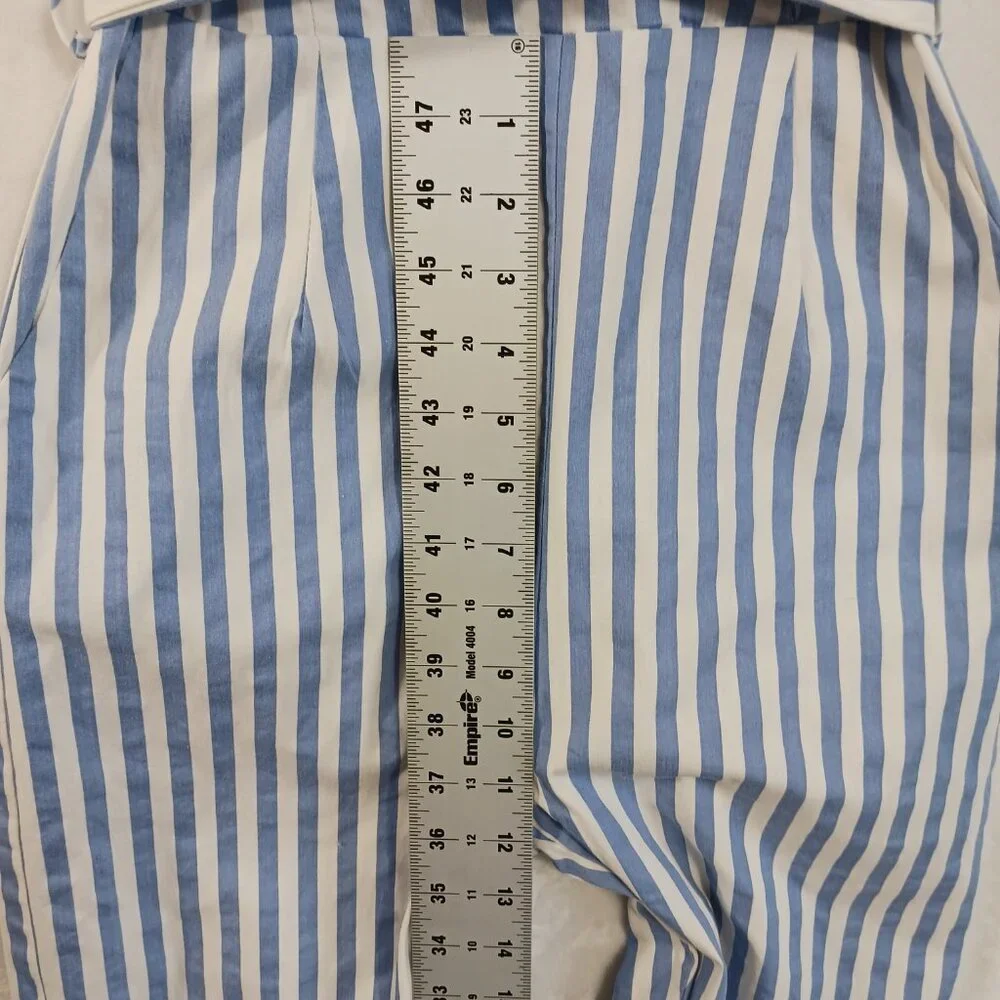 Main Strip, Blue & White Stripe, Off Shoulder Jumpsuit, Spaghetti Straps, Medium - Picture 12 of 14
